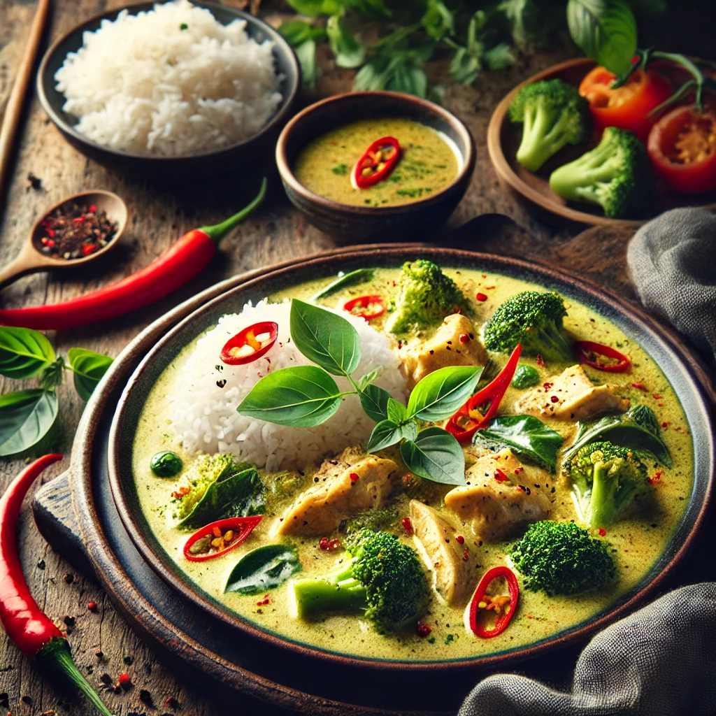 עוף בקוקוס וקארי ירוק