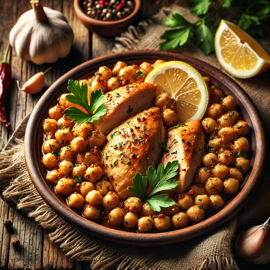 עוף בחומוס ושום