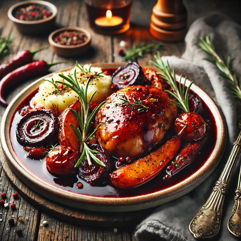 עוף במרינדת יין אדום