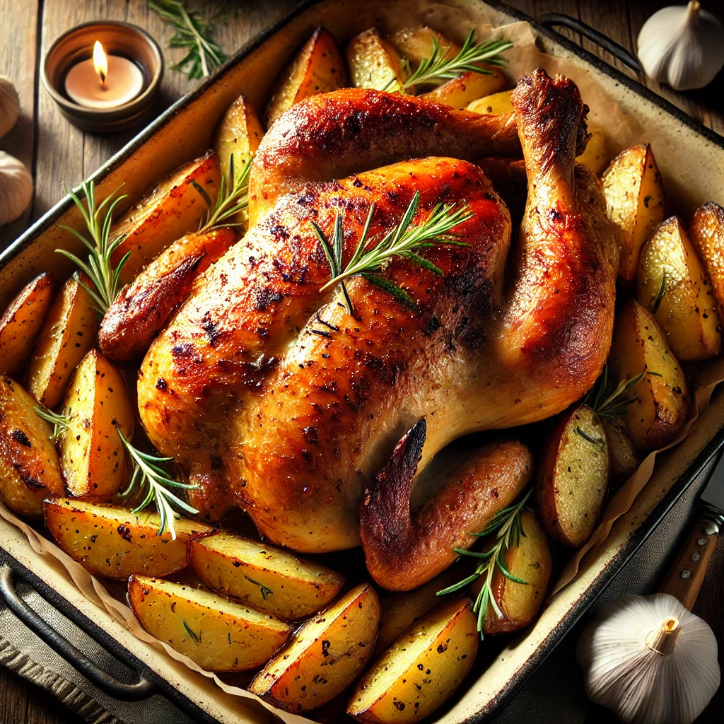 עוף בתנור עם תפוחי אדמה