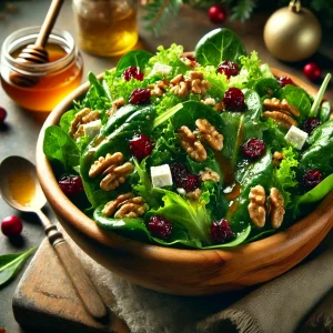 מתכון סלט עלים ירוקים עם אגוזים ודבש