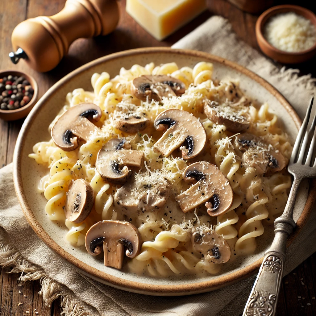 מתכון לפסטה ברוטב שמנת ופטריות