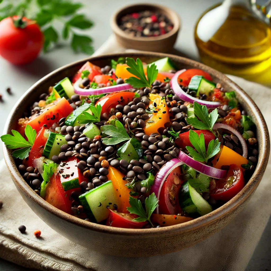 מתכון לסלט עדשים שחורות